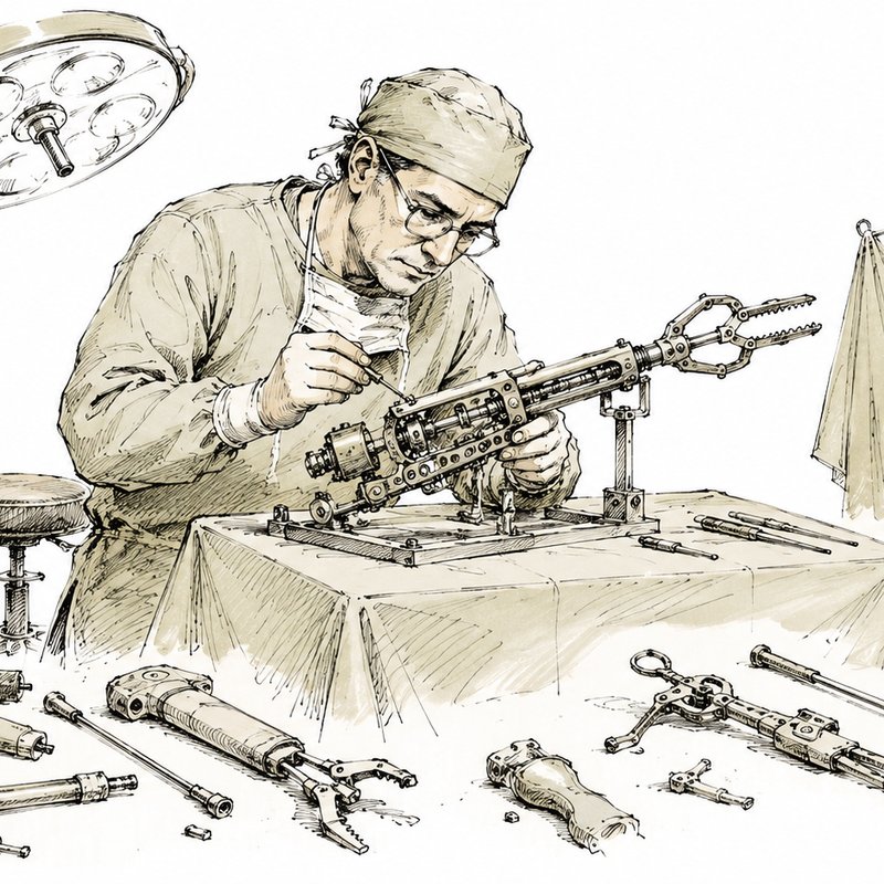 Surgeon assembling a custom surgical instrument