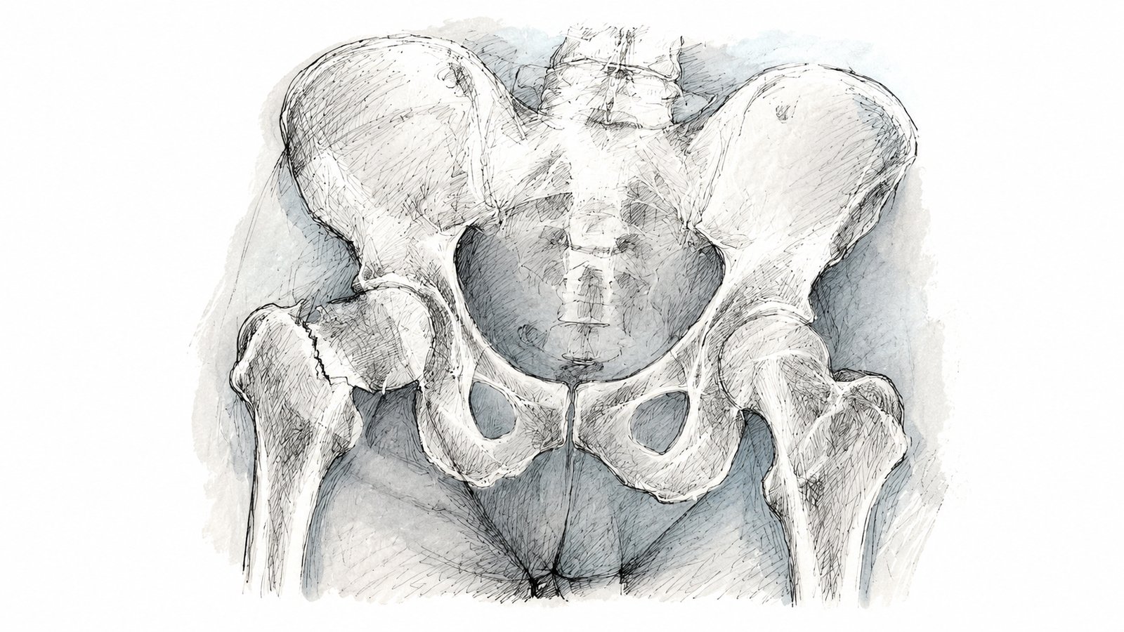 Pelvis and hip fracture illustration representing functional reserve