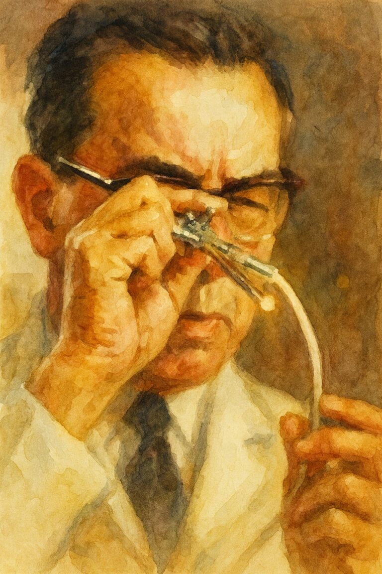 Portrait of Masaki Watanabe using an arthroscope